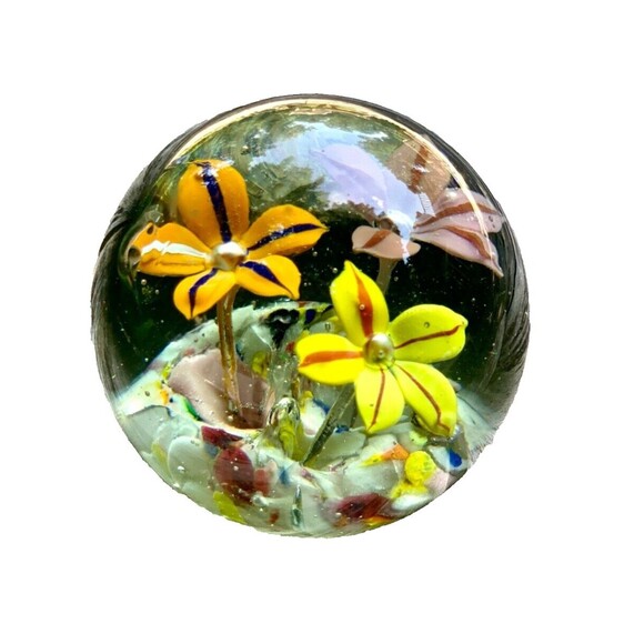 Murano Art Glass Paperweight Star Gazer Lily - Picture 3 of 13